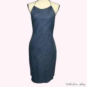Y2k vintage DKNY denim halter midi dress